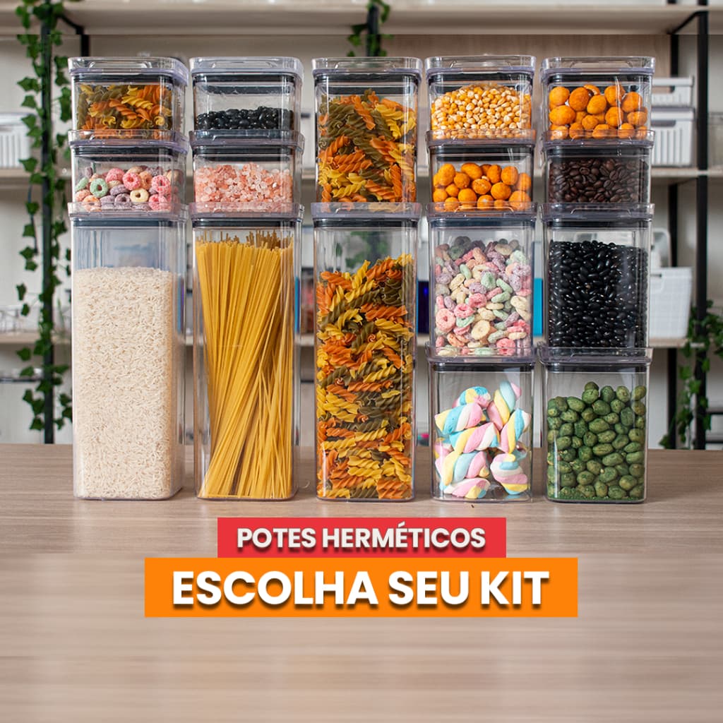 Kit pote hermético acrílico cristal livre de BPA