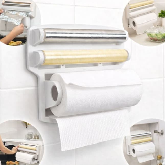 Porta papel-toalha triplo 3 em 1