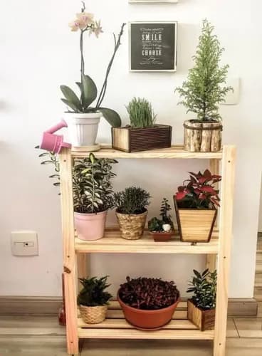 Estante de madeira Pinus leve flor e calçados AJL