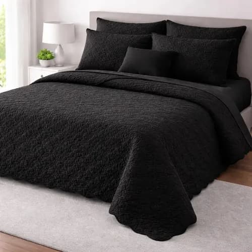 Cobre Leito Queen Matelado Dupla Face Leve Confortável Macio Preto Matelado